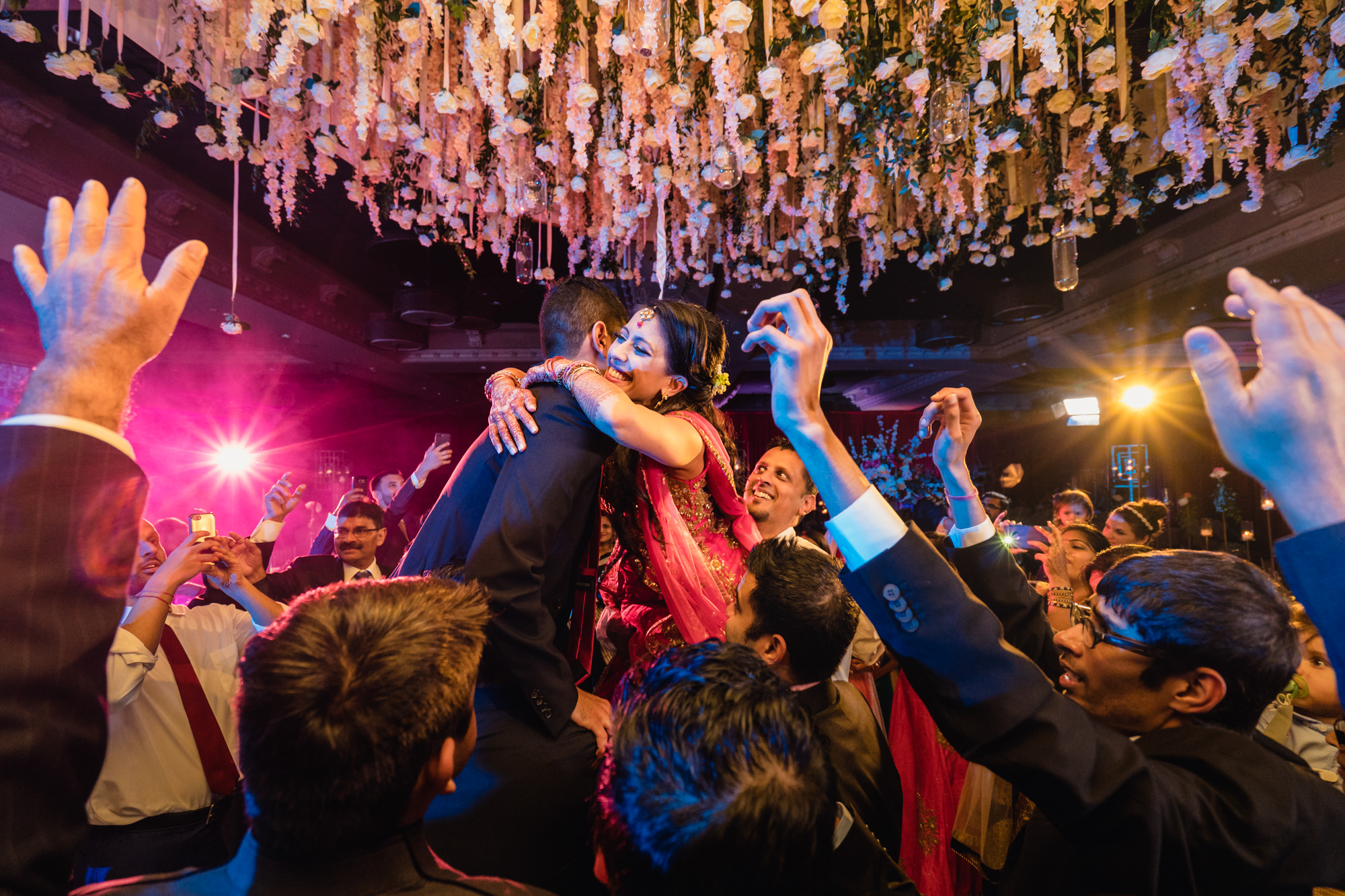 indian wedding reception packed dance floor photos