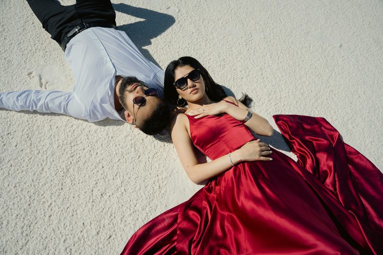 white sands engagement photo shoot